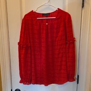 Tommy Hilfiger Vibrant Red Blouse with Ruffle Sleeves Size XXL